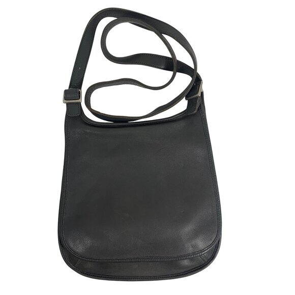 Y2K Coach 9135 Black Leather Slim Hippie Flap Saddle Bag Crossbody Bag USA - Picture 1 of 11